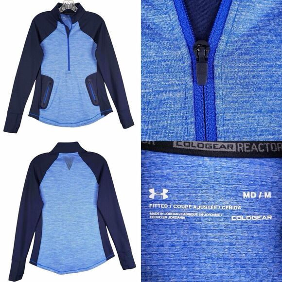 Under Armour Quarter Zip Pullover Womens Medium M Cold Gear Fitted Long Sleeve - Picture 1 of 11